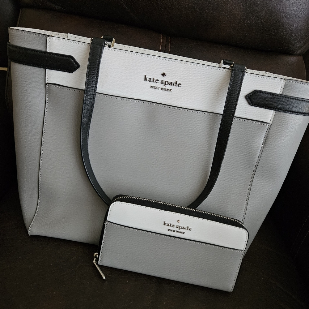 Kate Spade Nimbus Gray Large Tote with Matching Wallet